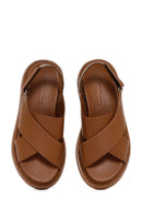Women's Tan Strap Leather Sandals | Derimod