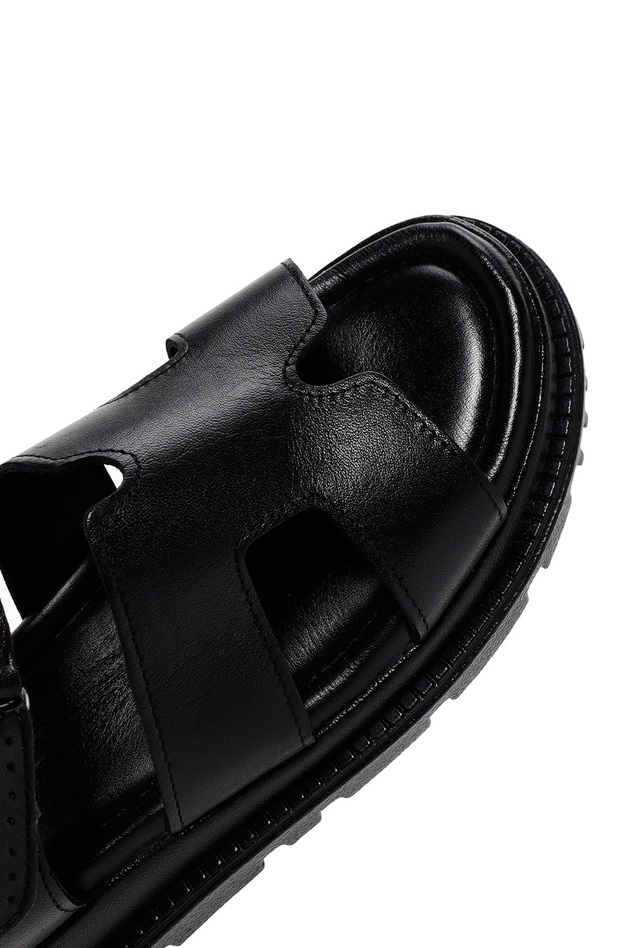 Women's Black Leather Sandals