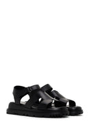 Women's Black Leather Sandals | Derimod