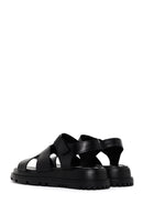Women's Black Leather Sandals | Derimod