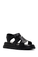 Women's Black Leather Sandals | Derimod