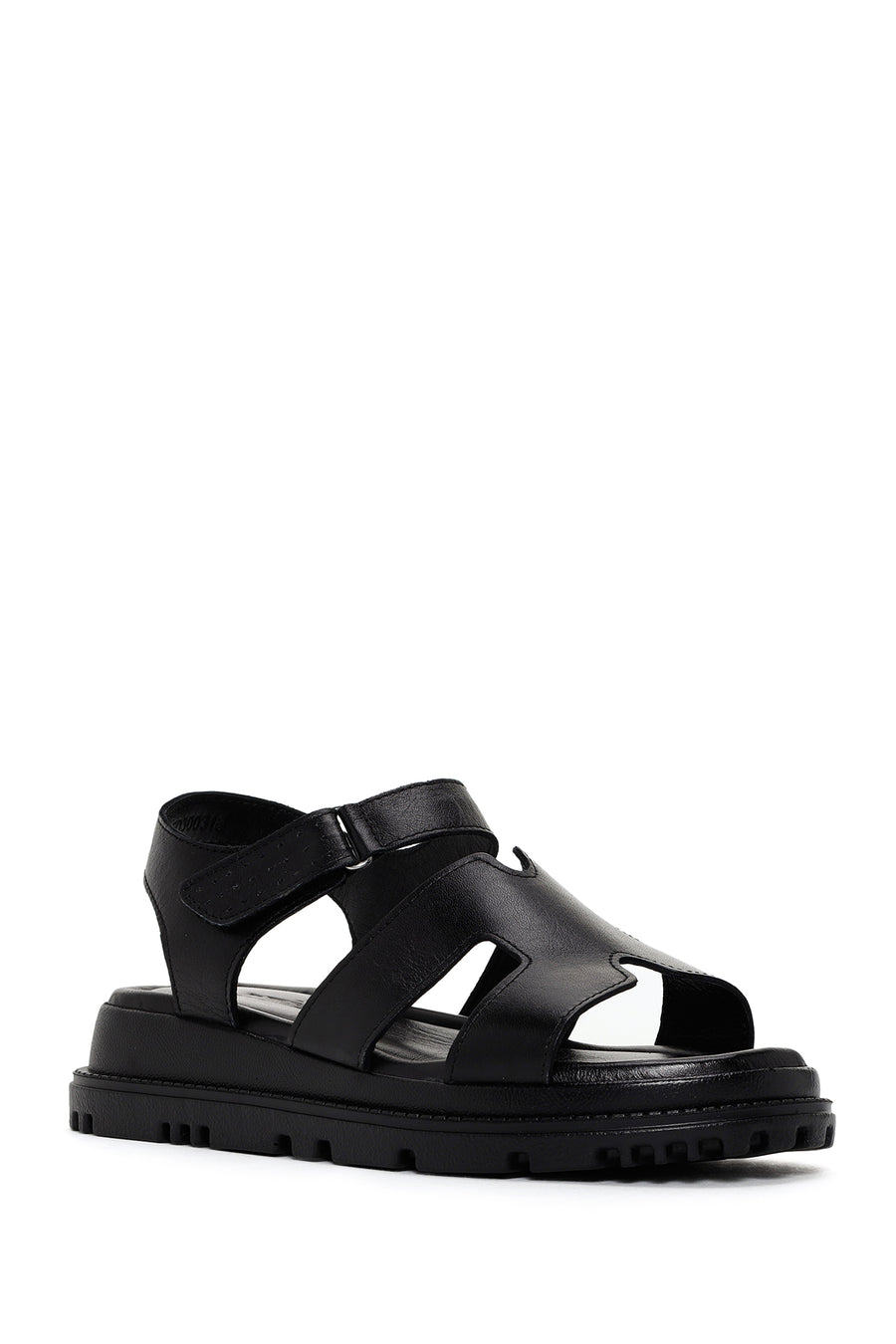 Women's Black Leather Sandals
