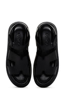 Women's Black Leather Sandals | Derimod