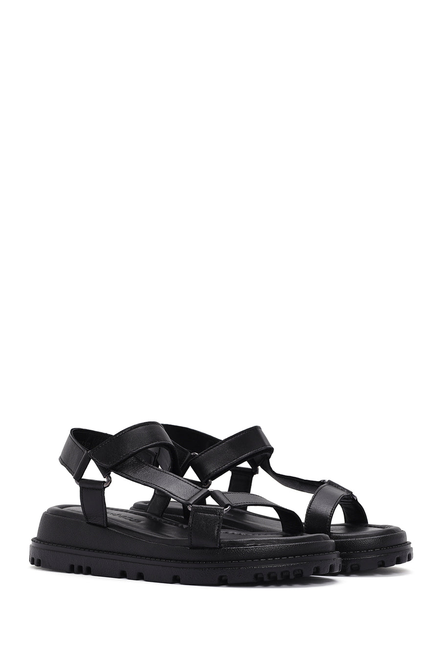 Women's Black Ankle Strap Leather Comfort Sandals