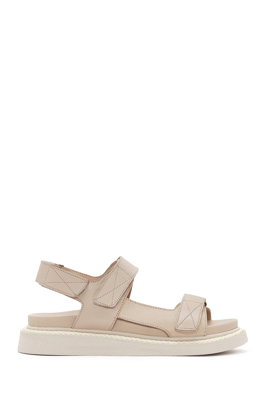 Women's Beige Strappy Leather Comfort Sandals 24SFD300818 | Derimod