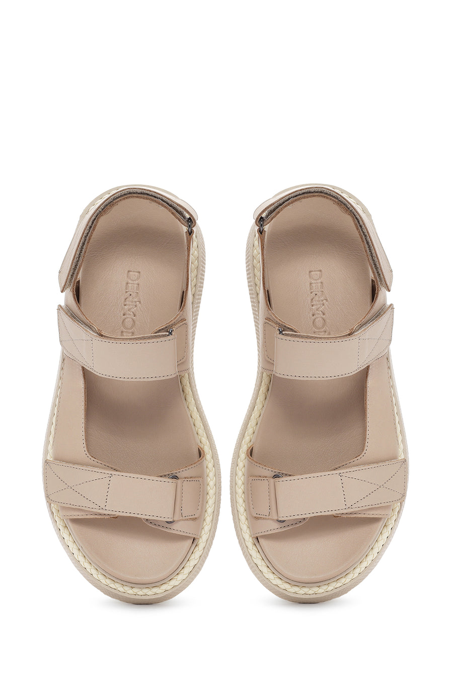 Women's Beige Strappy Leather Comfort Sandals