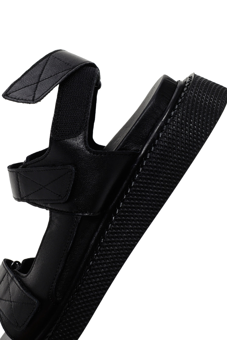 Kadın Siyah Bantlı Deri Comfort Sandalet