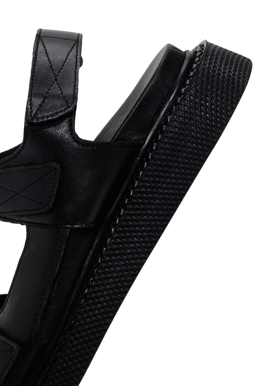 Kadın Siyah Bantlı Deri Comfort Sandalet