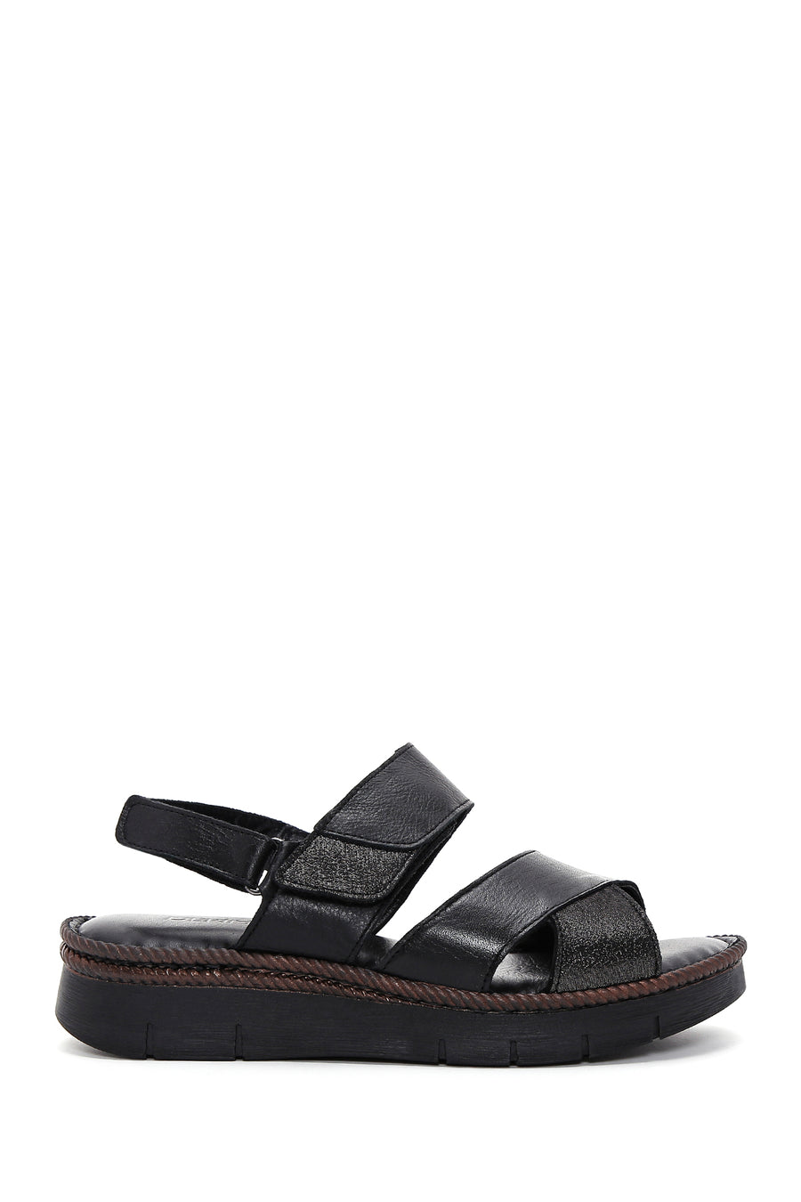 Women's Black Ankle Strap Leather Comfort Sandals 24SFD320318 | Derimod