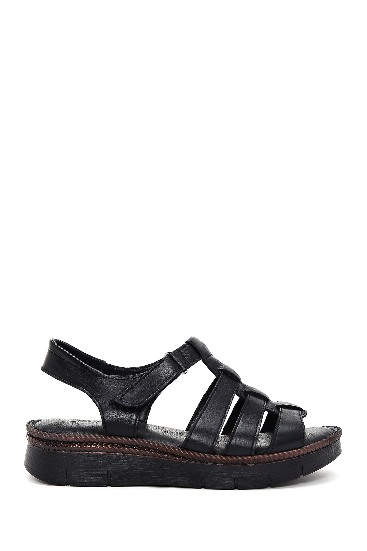 Women's Black Ankle Strap Leather Comfort Sandals 24SFD320418 | Derimod