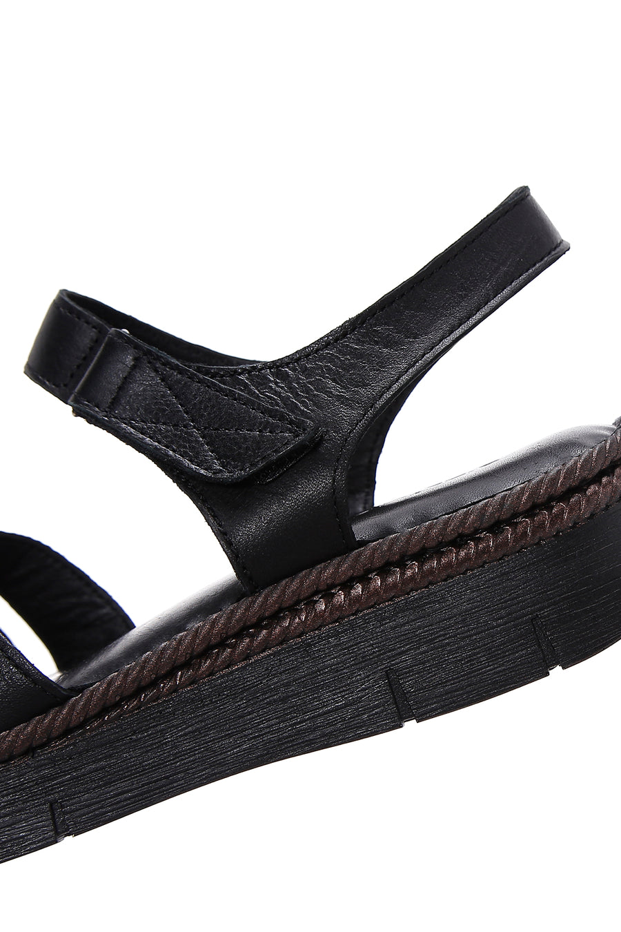 Kadın Siyah Bilekten Bantlı Deri Comfort Sandalet