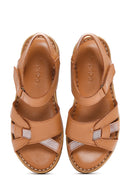 Women's Tan Ankle Strap Leather Comfort Sandals | Derimod