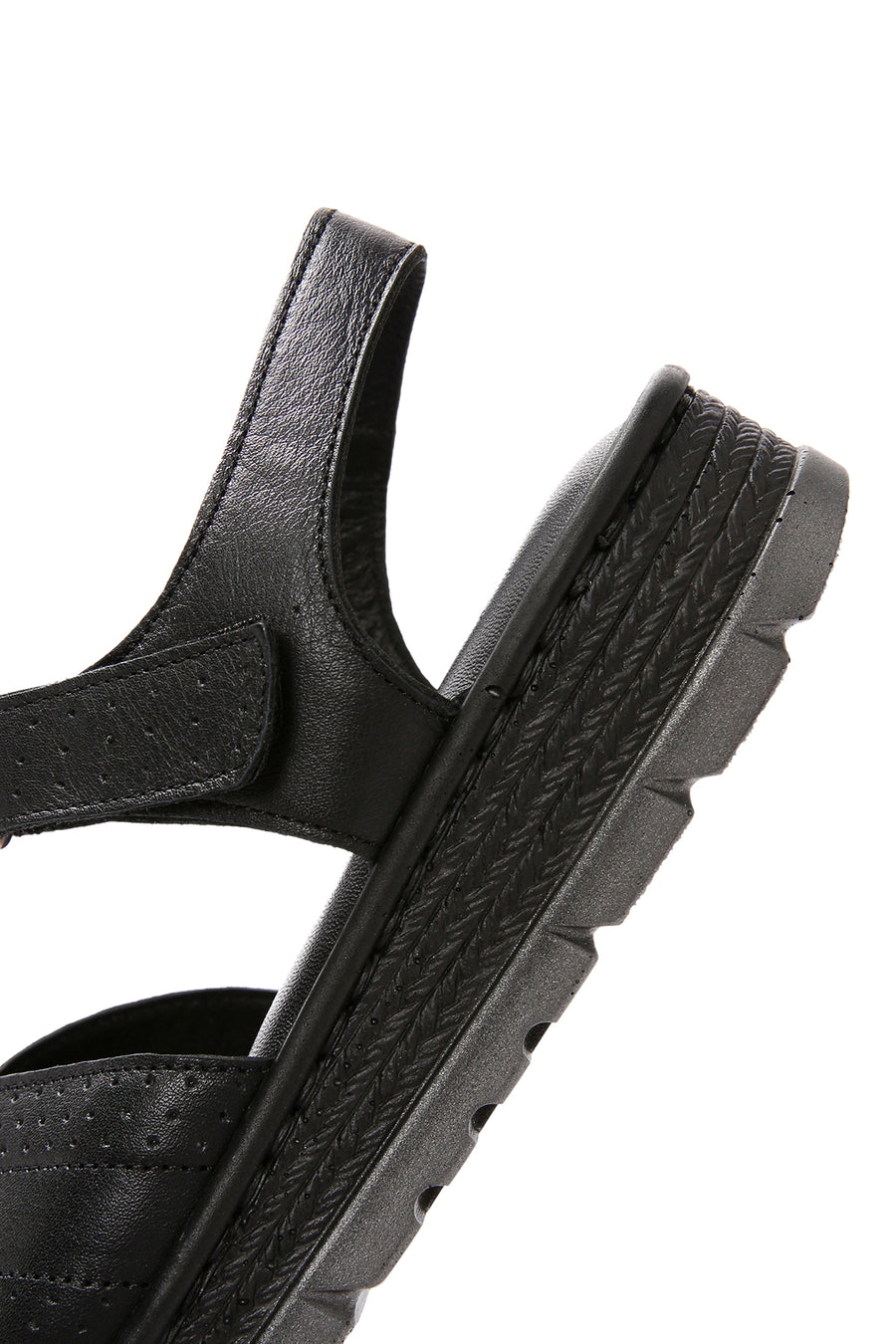 Women's Black Ankle Strap Leather Comfort Sandals