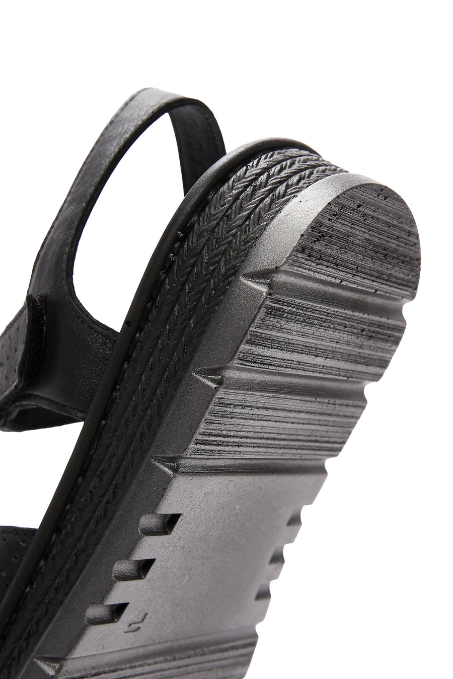 Women's Black Ankle Strap Leather Comfort Sandals