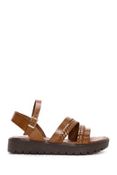 Women's Tan Ankle Strap Leather Bodrum Sandals | Derimod