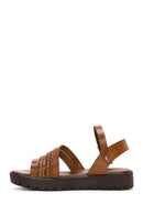 Women's Tan Ankle Strap Leather Bodrum Sandals | Derimod
