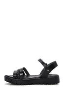 Women's Black Ankle Strap Leather Bodrum Sandals | Derimod