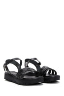 Women's Black Ankle Strap Leather Bodrum Sandals | Derimod