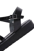 Women's Black Ankle Strap Leather Bodrum Sandals | Derimod