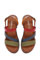 Women's Multicolored Ankle Strap Leather Bodrum Sandals | Derimod