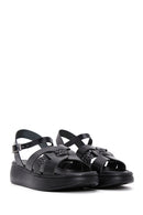 Women's Black Ankle Strap Leather Sandals | Derimod