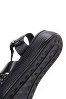 Women's Black Ankle Strap Leather Sandals | Derimod