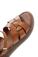 Kadın Taba Bilekten Bantlı Deri Sandalet | Derimod