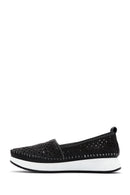 Women's Black Thick Soled Leather Comfort Loafer | Derimod