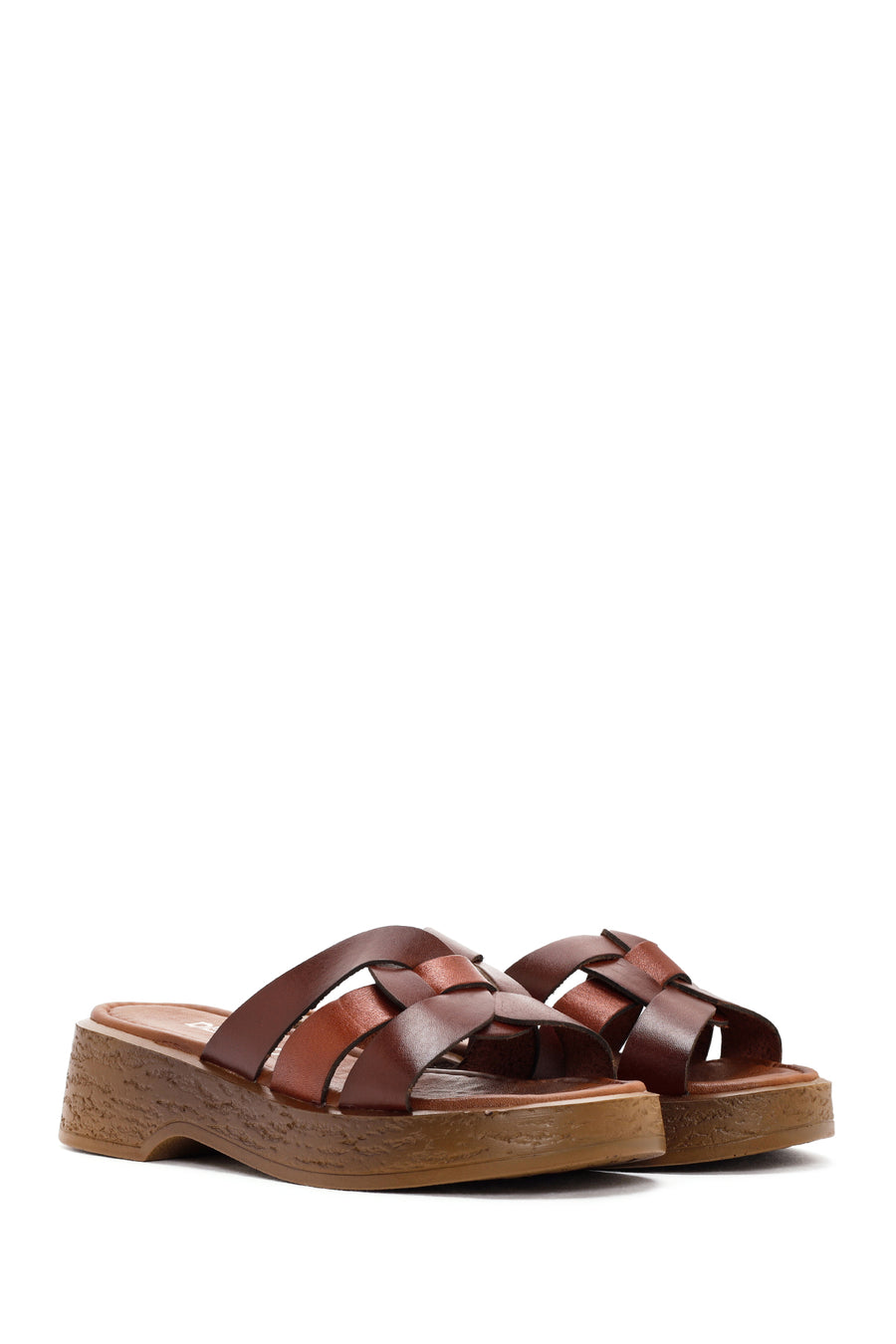 Women's Brown Leather Slippers