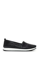 Women's Black Leather Comfort Loafer | Derimod