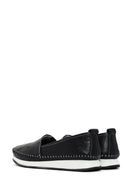Women's Black Leather Comfort Loafer | Derimod