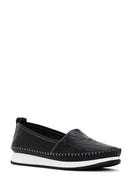Women's Black Leather Comfort Loafer | Derimod