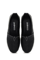Women's Black Leather Comfort Loafer | Derimod