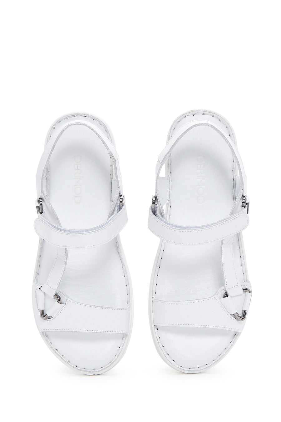 Women's White Ankle Strap Leather Comfort Sandals