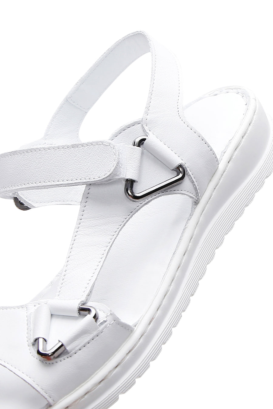 Women's White Ankle Strap Leather Comfort Sandals