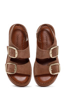 Women's Powder Leather Comfort Sandals | Derimod
