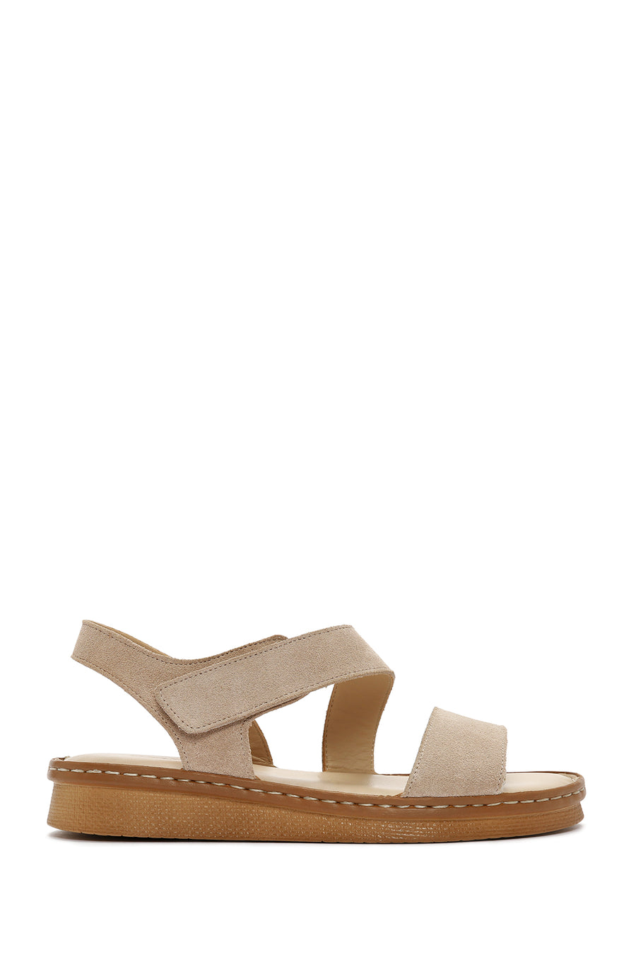 Women's Beige Strappy Suede Leather Sandals 24SFD341810 | Derimod