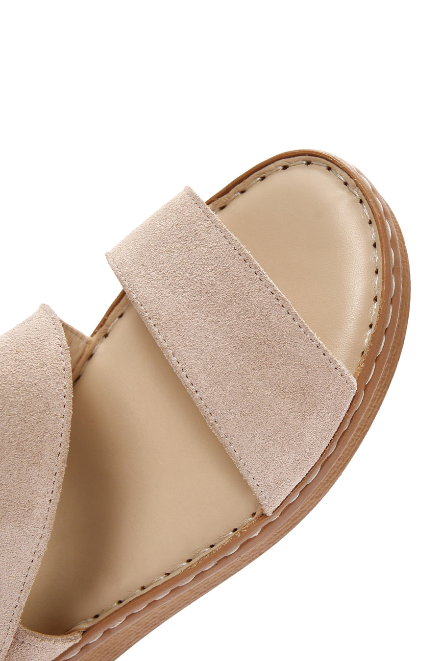 Women's Beige Strappy Suede Leather Sandals