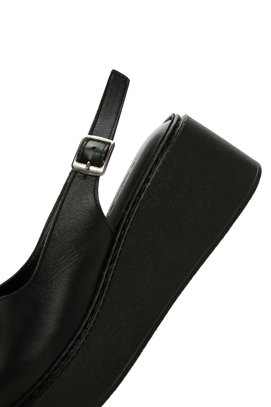 Women's Black Wedge Heeled Leather Sandals with Ankle Strap