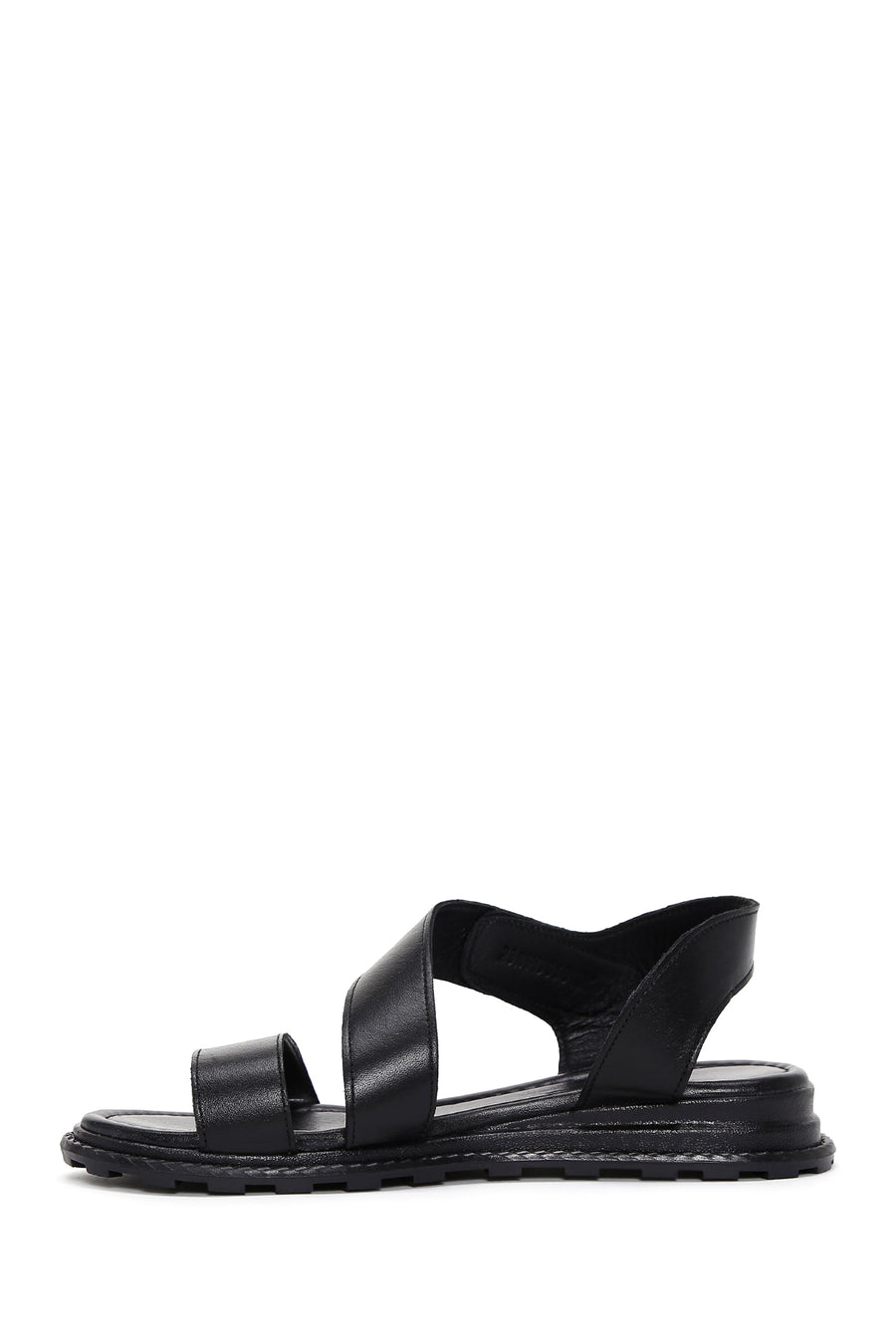 Women's Black Ankle Strap Leather Sandals
