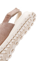 Kadın Gri Bilekten Bantlı Çift Tokalı Süet Deri Sandalet | Derimod