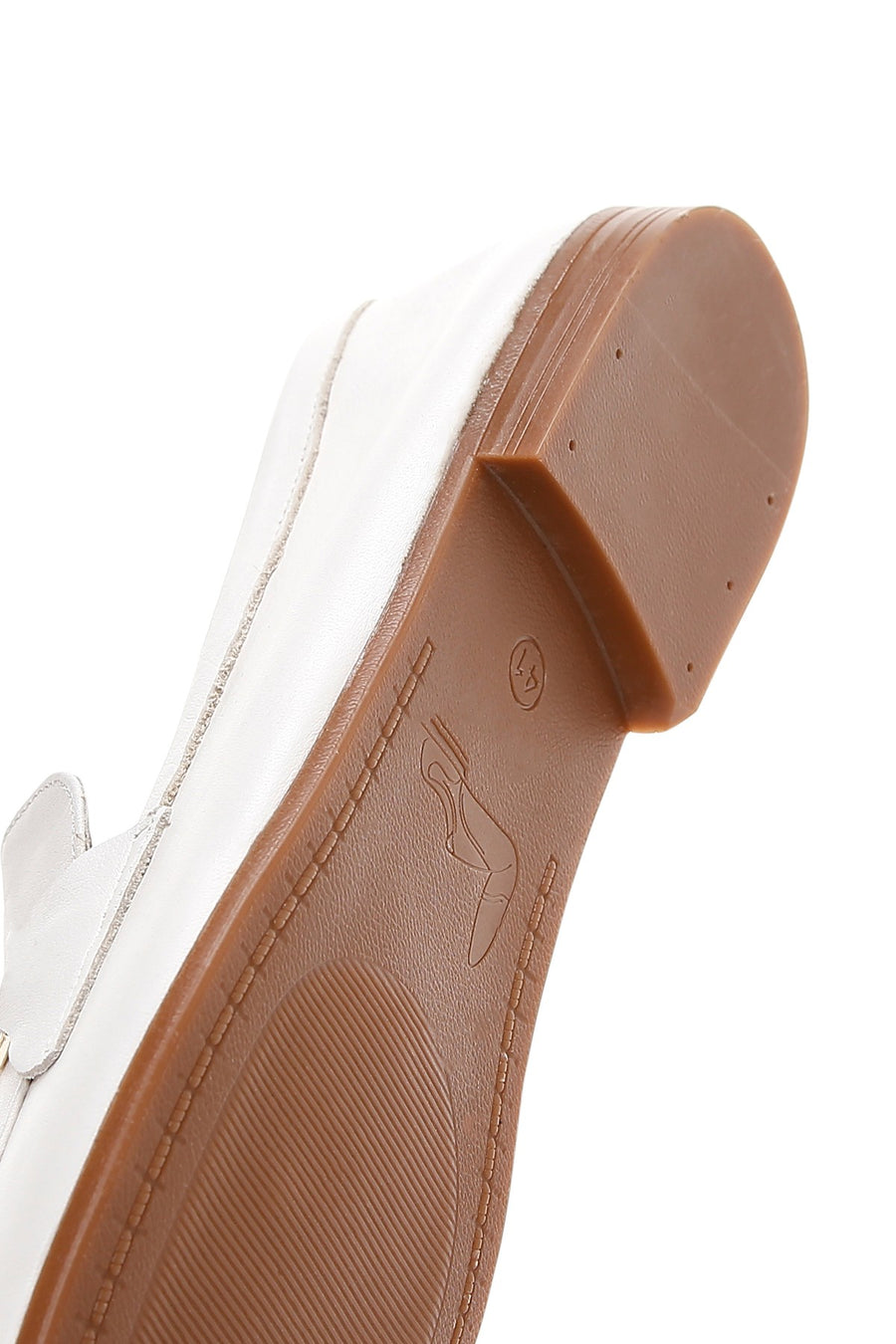 Kadın Krem Deri Maskülen Loafer
