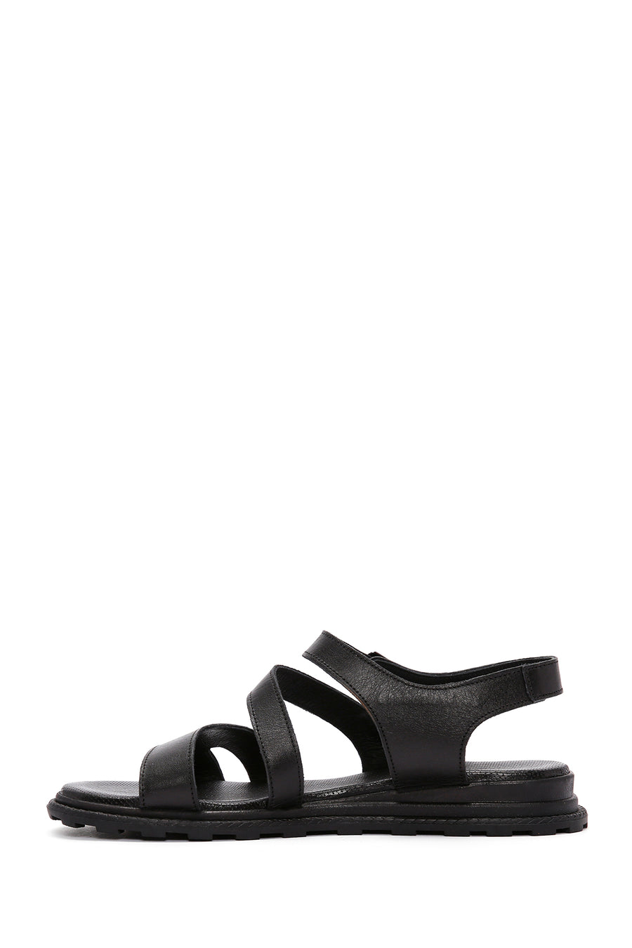Women's Black Ankle Strap Leather Sandals