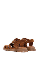 Women's Tan Ankle Strap Suede Leather Sandals | Derimod