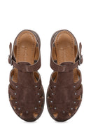 Women's Mink Ankle Strap Suede Leather Sandals | Derimod