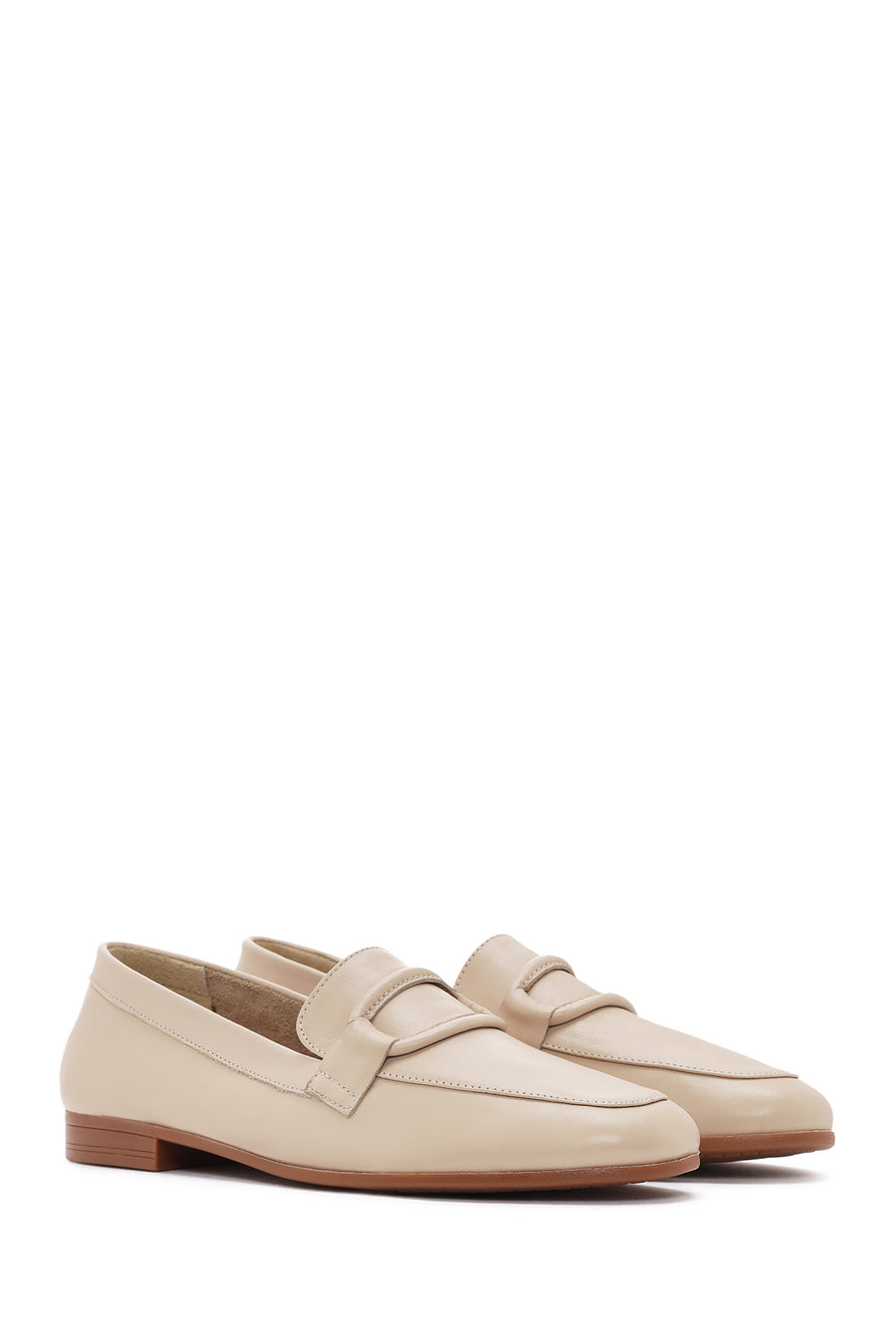 Kadın Bej Deri Casual Loafer