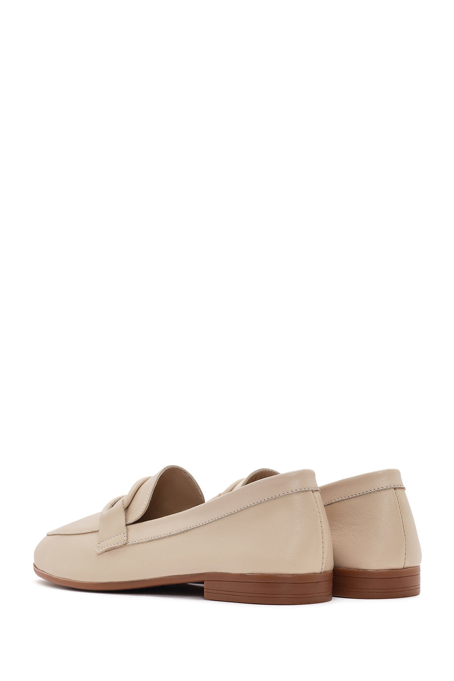 Kadın Bej Deri Casual Loafer