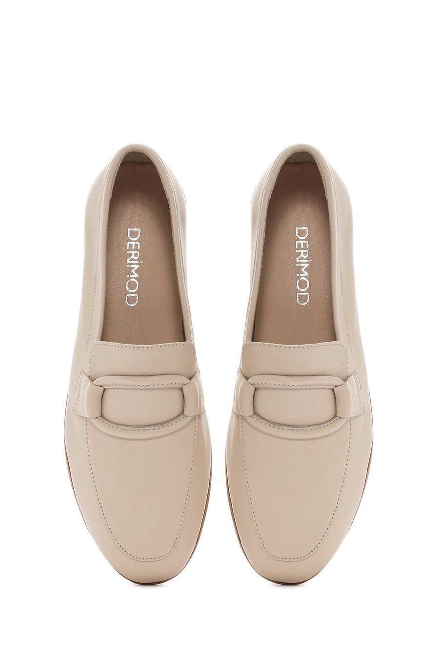 Kadın Bej Deri Casual Loafer