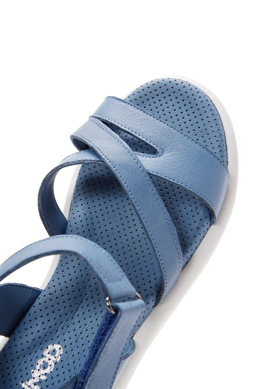 Women's Blue Ankle Strap Leather Comfort Sandals