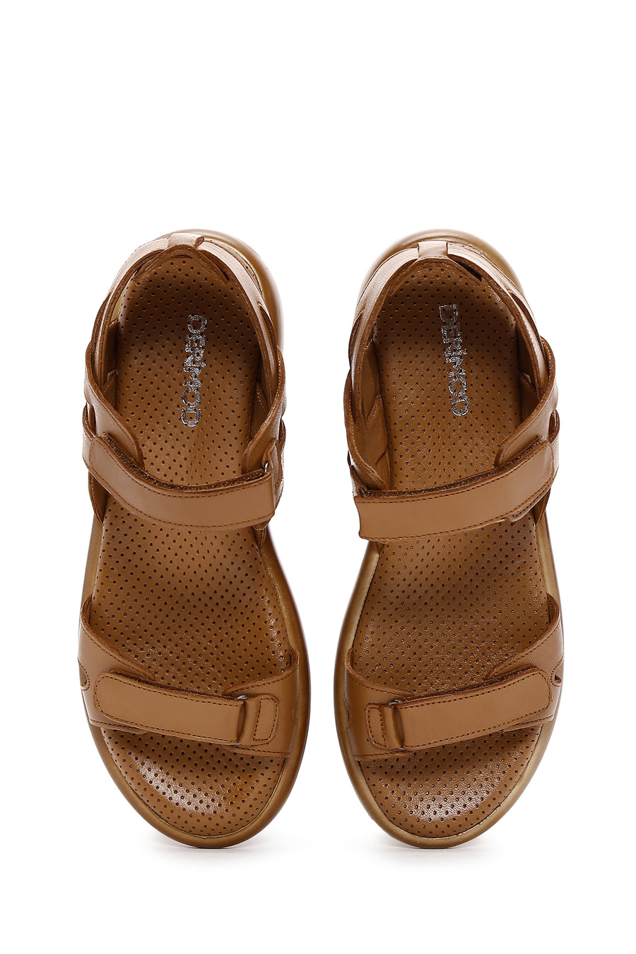 Kadın Taba Bantlı Deri Comfort Sandalet